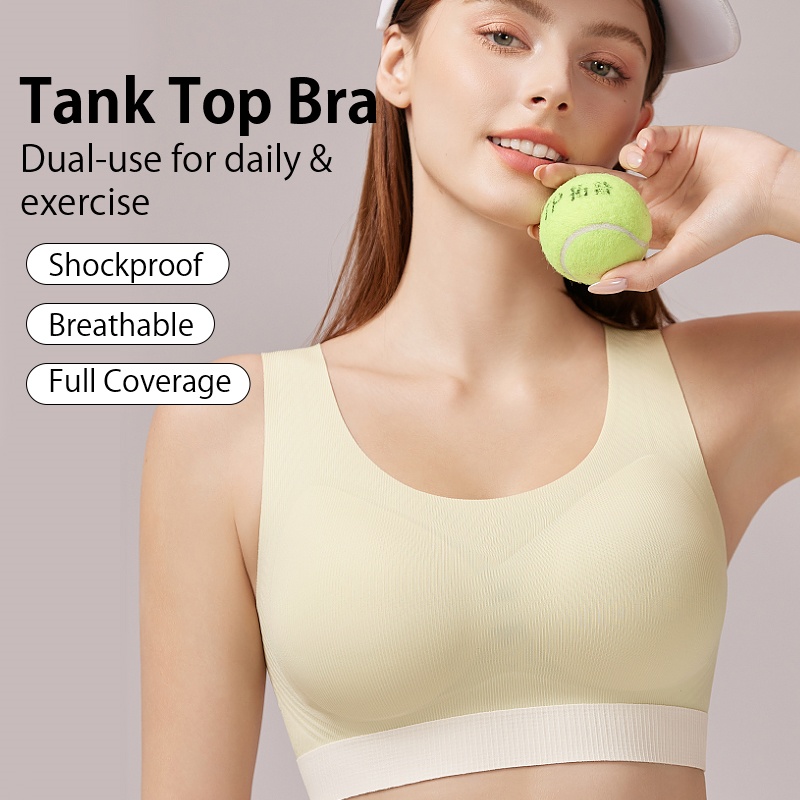 Womens Shockproof Padded Sports Bras Tank Top Breathable Full Coverage Cups Stable Support VEIMIA