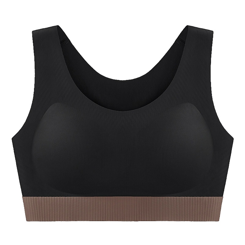 Black Shockproof Padded Sports Bra Tank Top Breathable Full Coverage Cups Stable Support VEIMIA
