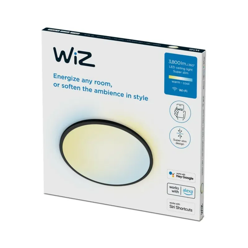 WiZ Superslim 32W 智能超薄黃白光天花燈 (黑色/白色)