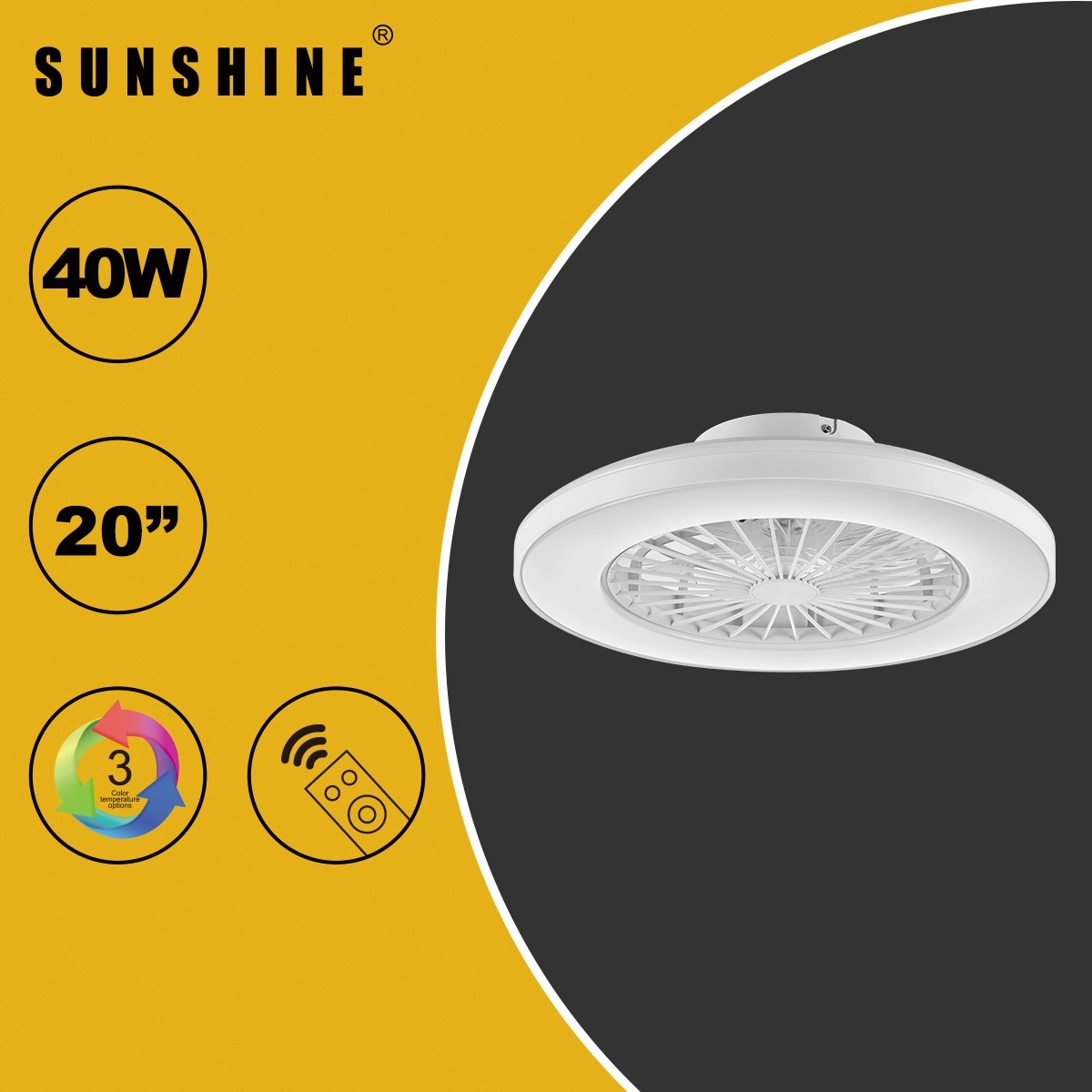 Sunshine CFDB2-40W LED遙控風扇燈 (三色溫+可調光暗)