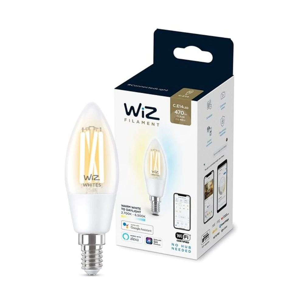 WiZ冷暖白光 智能可調光 LED 燈絲燈泡 40W C35 E14 Wi-Fi