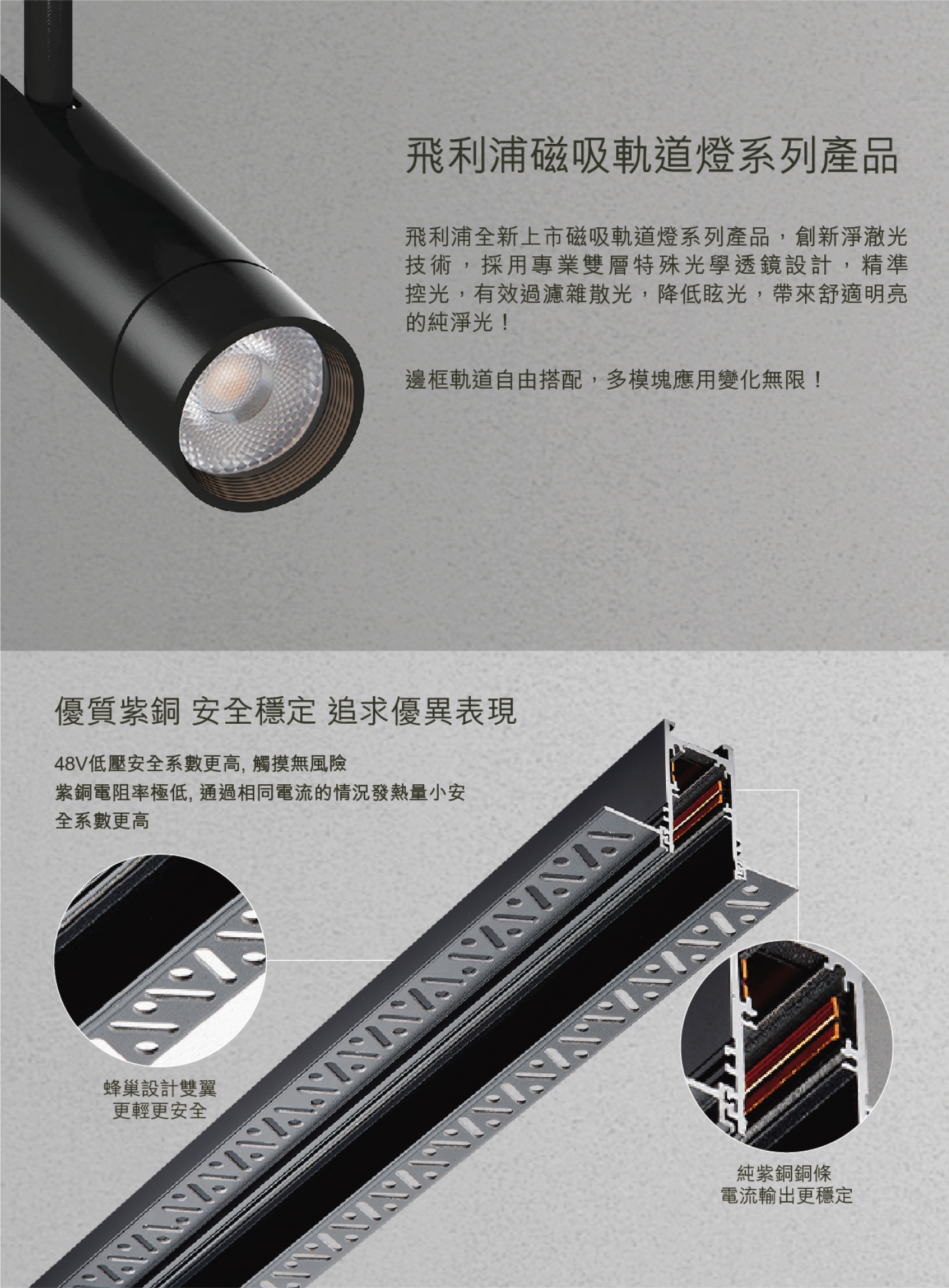 飛利浦 7W/13W 3000K/4000K 磁吸路軌線性泛光燈(黑色)