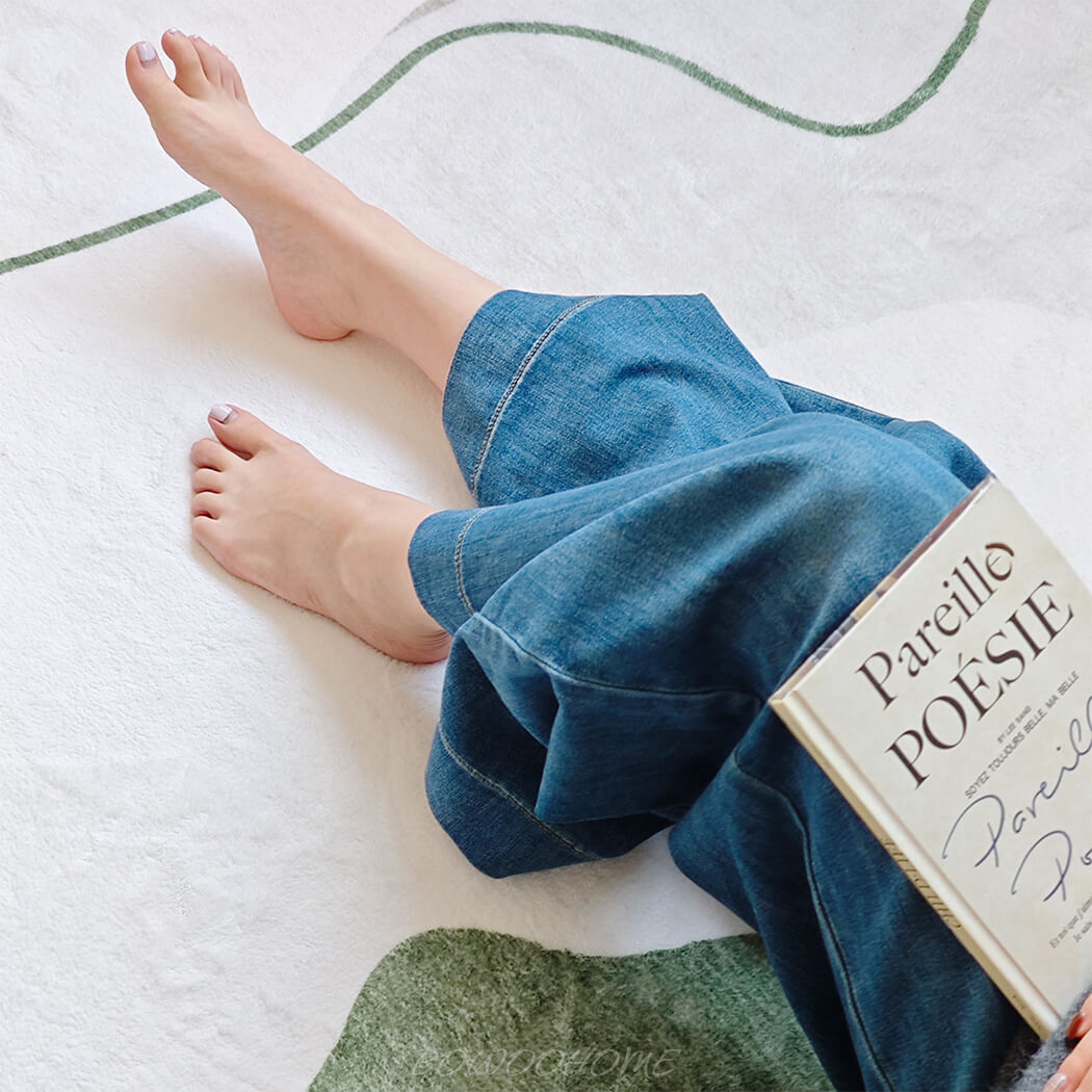 BowooHome ラグ カーペット 不規則 楕円形 ボア ラグマット 洗える おしゃれ ラグ 短い毛足 絨毯 滑り止め付き 掃除易い 床暖房対応 オールシーズン