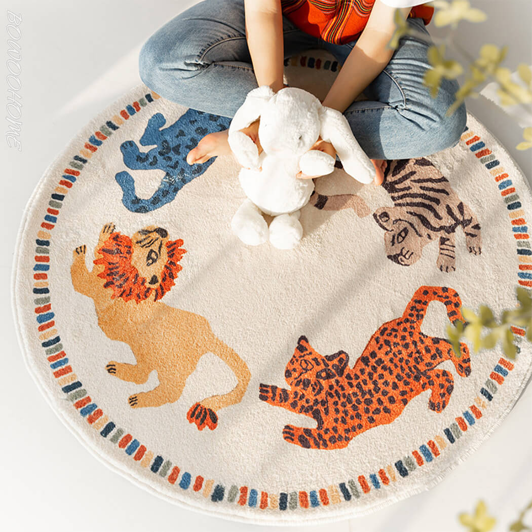 ラグ 円形 可愛い ラグマット 円形 カーペット 短い毛足 ボア 絨毯 洗える 厚め カーペット 滑り止め付き オールシーズン