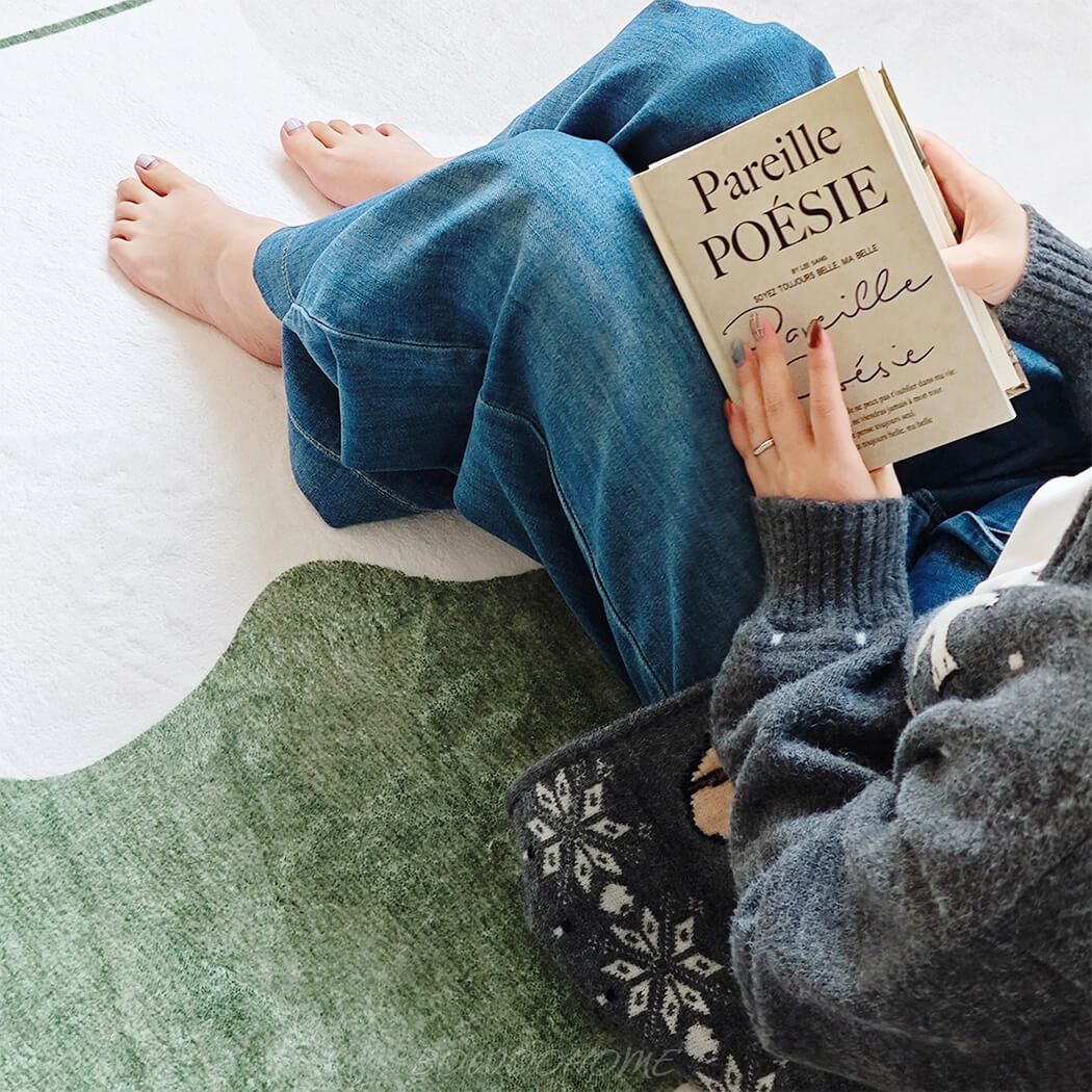 BowooHome ラグ カーペット 不規則 楕円形 ボア ラグマット 洗える おしゃれ ラグ 短い毛足 絨毯 滑り止め付き 掃除易い 床暖房対応 オールシーズン