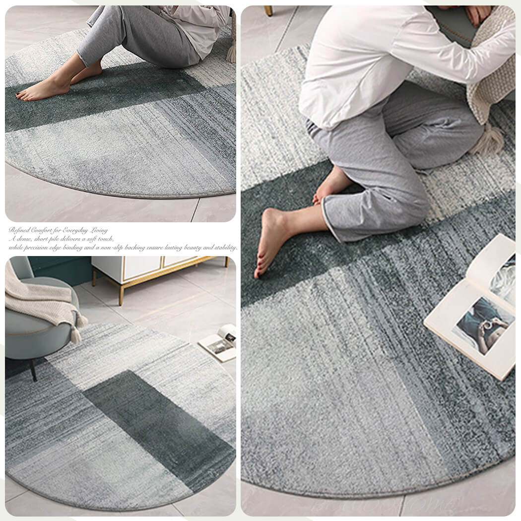 BowooHome ラグ 円形 ラグマット 洗える 厚め おしゃれ 北欧 丸 カーペット 短い毛足 絨毯 滑り止め付き 掃除易い 床暖房対応 オールシーズン