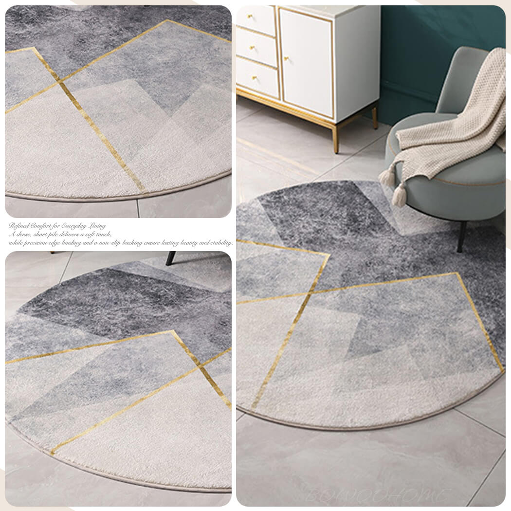 BowooHome ラグ 円形 ラグマット 洗える 厚め おしゃれ 丸 北欧 カーペット 短い毛足 絨毯 滑り止め付き 掃除易い 床暖房対応 オールシーズン
