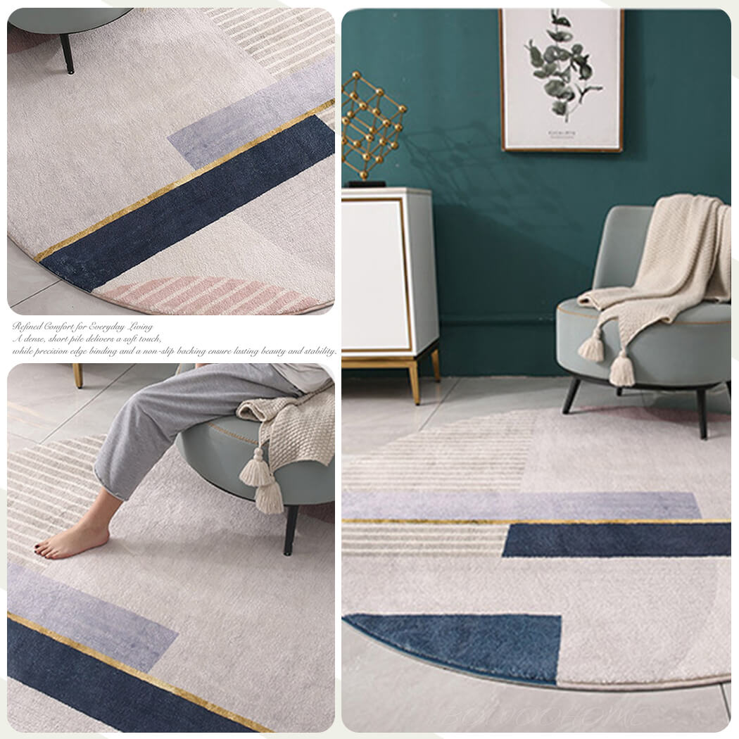 BowooHome ラグ 円形 ラグマット 洗える 厚め 丸 おしゃれ 北欧 カーペット 短い毛足 絨毯 滑り止め付き 掃除易い 床暖房対応 オールシーズン