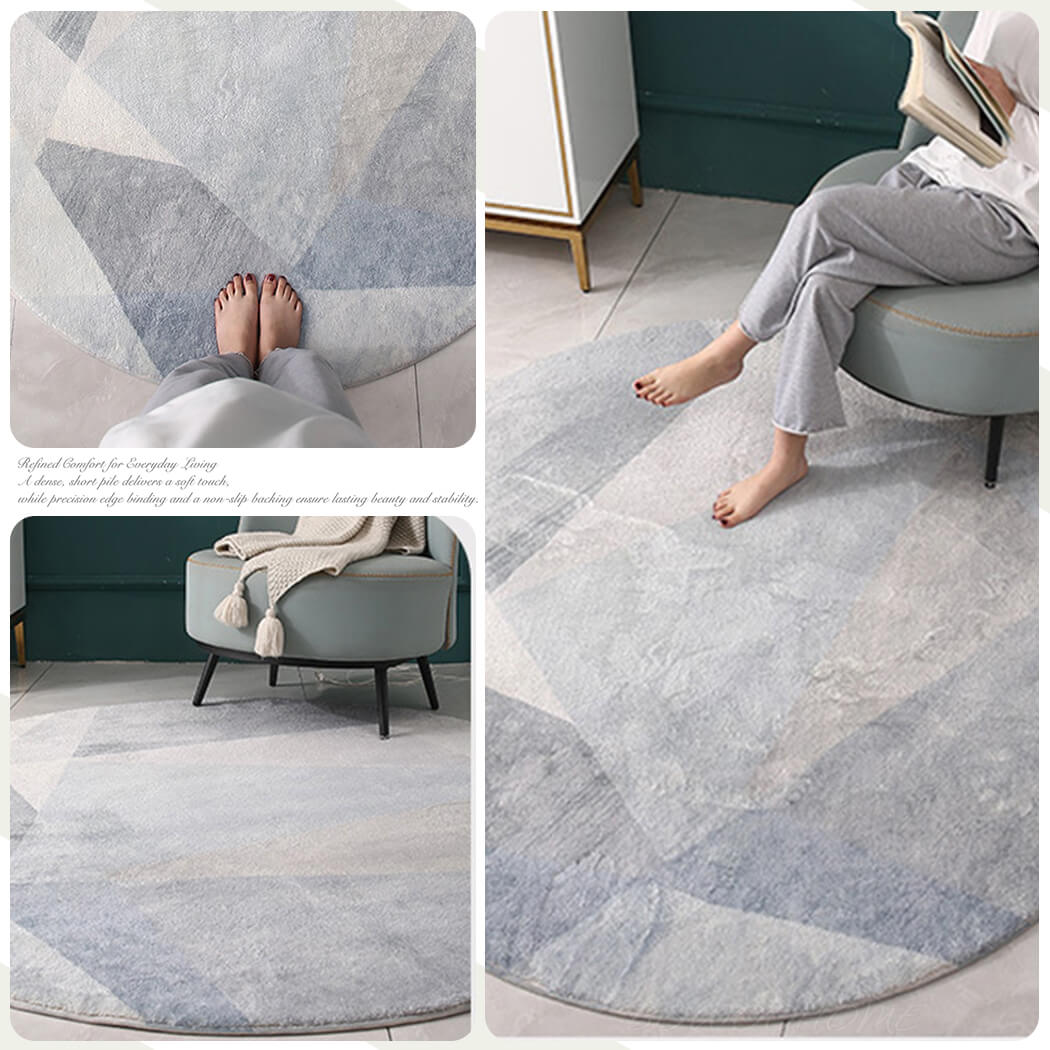 BowooHome ラグ 円形 ラグマット 洗える 厚め 丸 おしゃれ 北欧 カーペット 絨毯 短い毛足 滑り止め付き 掃除易い 床暖房対応 オールシーズン