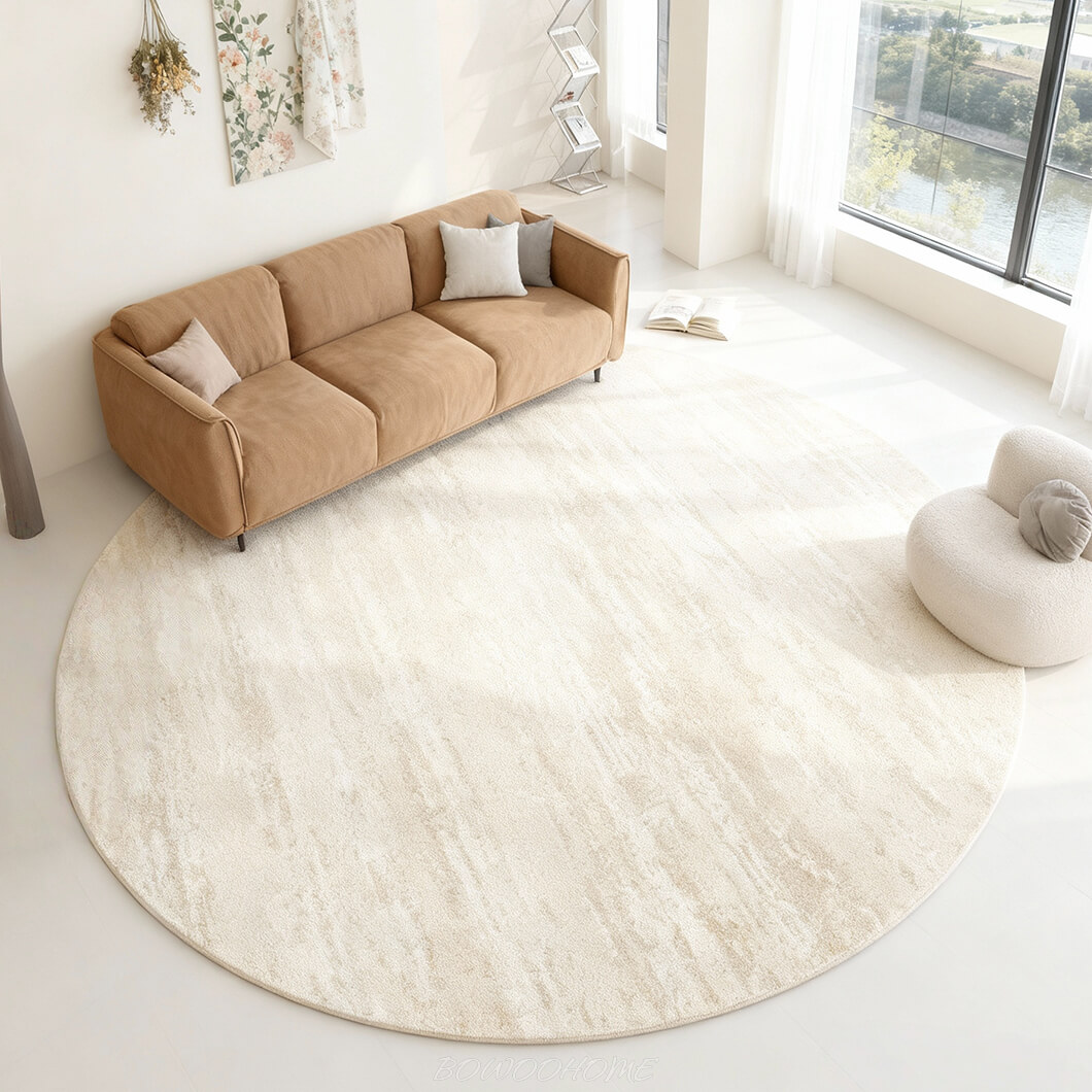 BowooHome ラグ 円形 おしゃれ カーペット 短毛 北欧 洗える ラグマット シンプル 掃除簡単 滑り止め付き 四季通用