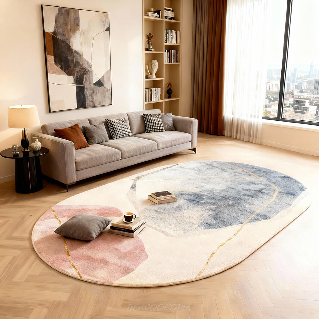 BowooHome ラグ 楕円形 おしゃれ カーペット 短毛 ラグマット 洗える 掃除簡単 滑り止め付き 四季通用