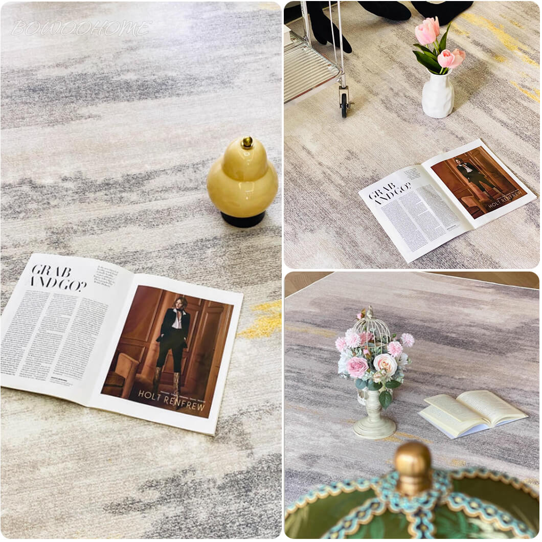 BowooHome ラグマット 平坦 北欧 シンプル ファッション さらさらした触り おしゃれ ラグ カーペット 掃除簡単 洗える 滑り止め付き 四季通用