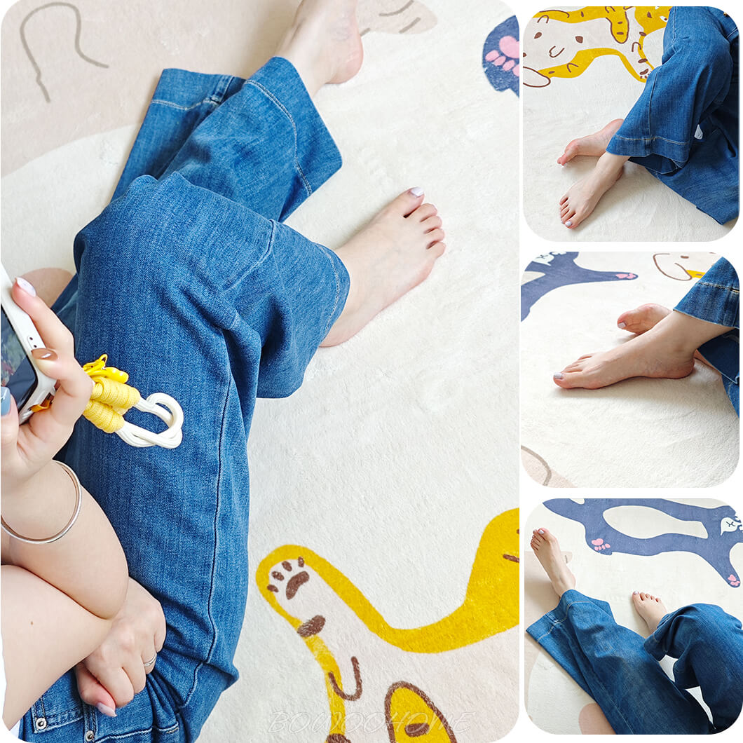 BowooHome ラグ 円形 おしゃれ 可愛い 子供部屋 シンプル 短毛 カーペット ラグマット 洗える 掃除簡単 滑り止め付き 四季通用