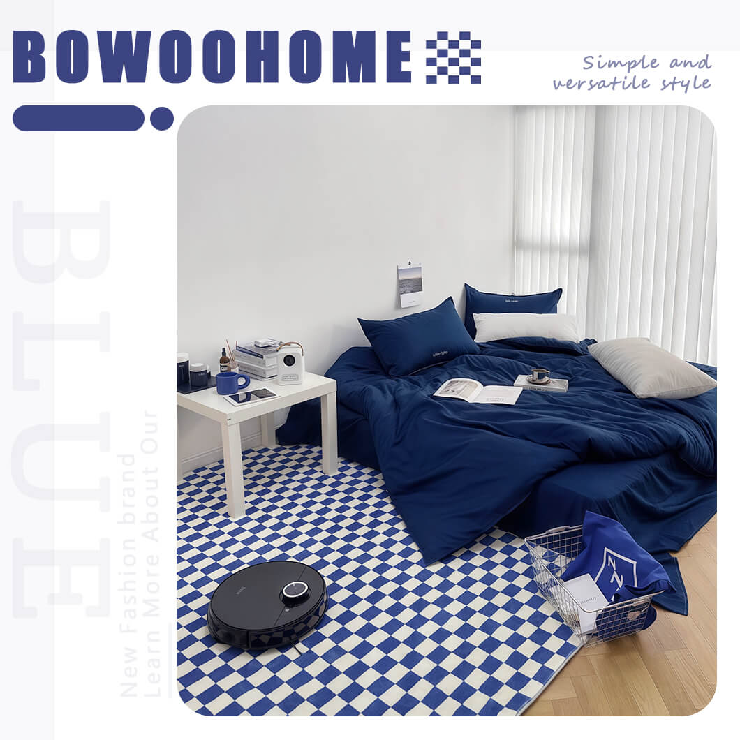 BowooHome ラグ チェック柄 短毛 シンプル おしゃれ 長方形 カーペット 北欧 ラグマット 洗える 掃除簡単 四季通用