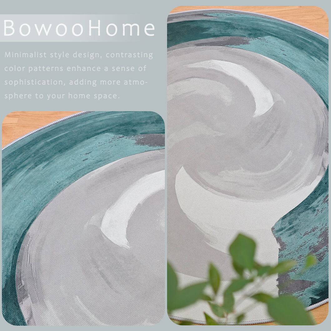 BowooHome ラグ ラグマット 北欧 円形 おしゃれ 毛足ない カーペット 平坦の表面 薄い 掃除簡単 洗える 滑り止め付き 四季通用
