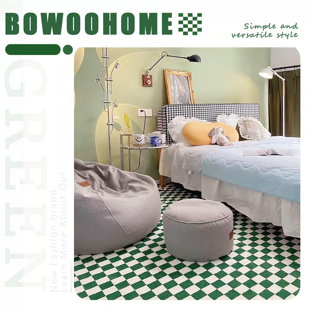 BowooHome ラグ チェック柄 短毛 シンプル 長方形 おしゃれ カーペット 北欧 ラグマット 洗える 掃除簡単 四季通用