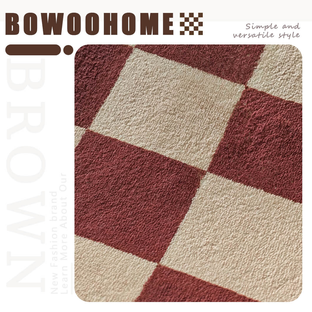 BowooHome ラグ チェック柄 シンプル おしゃれ 短毛 長方形 カーペット 北欧 ラグマット 洗える 掃除簡単 四季通用