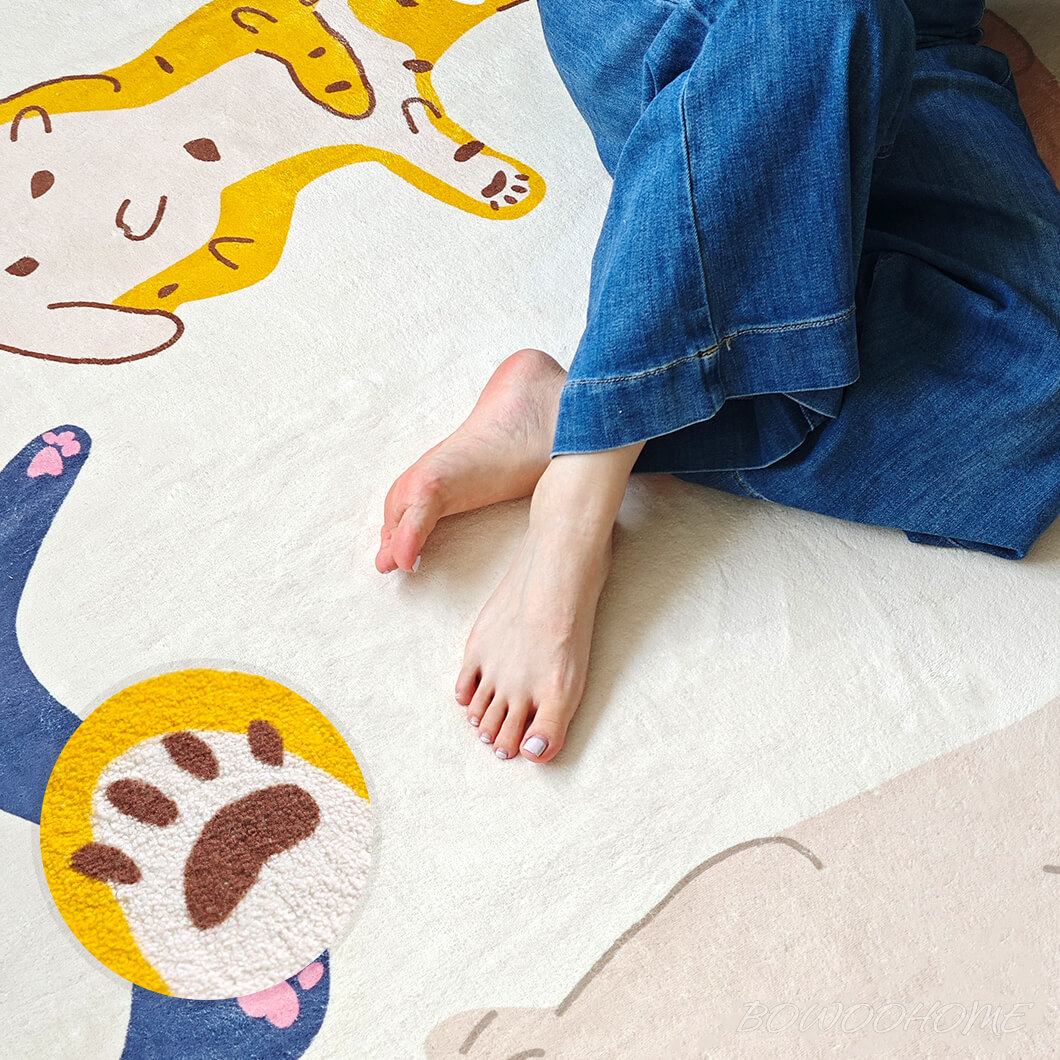 BowooHome ラグ 円形 おしゃれ 可愛い 子供部屋 シンプル 短毛 カーペット ラグマット 洗える 掃除簡単 滑り止め付き 四季通用