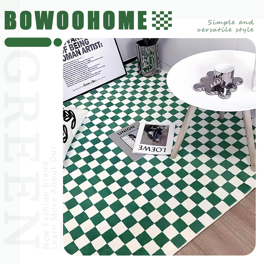BowooHome ラグ チェック柄 短毛 シンプル 長方形 おしゃれ カーペット 北欧 ラグマット 洗える 掃除簡単 四季通用