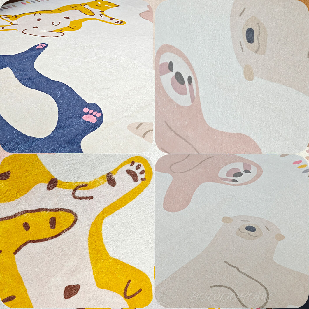 BowooHome ラグ 円形 おしゃれ 可愛い 子供部屋 シンプル 短毛 カーペット ラグマット 洗える 掃除簡単 滑り止め付き 四季通用