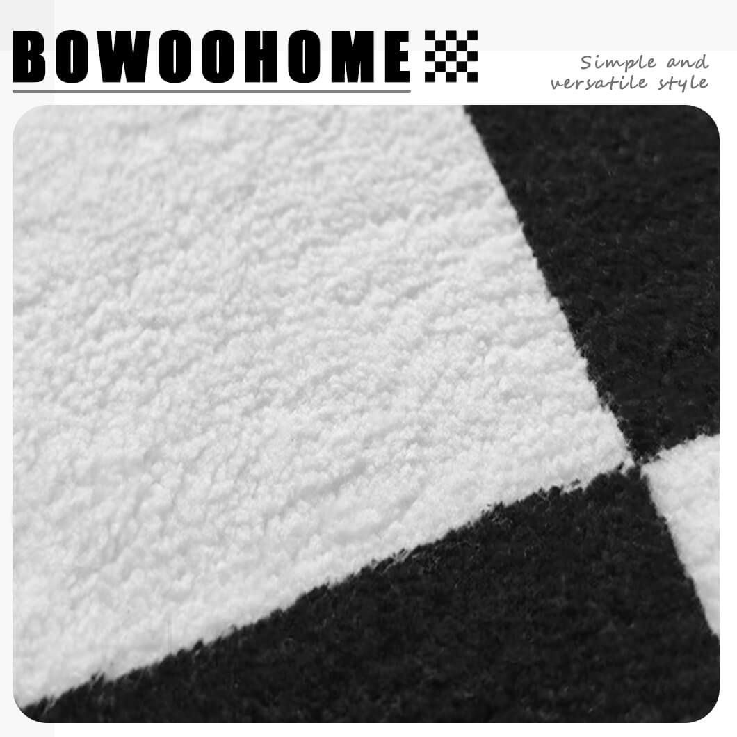 BowooHome ラグ チェック柄 短毛 シンプル おしゃれ カーペット 長方形 北欧 ラグマット 洗える 掃除簡単 四季通用