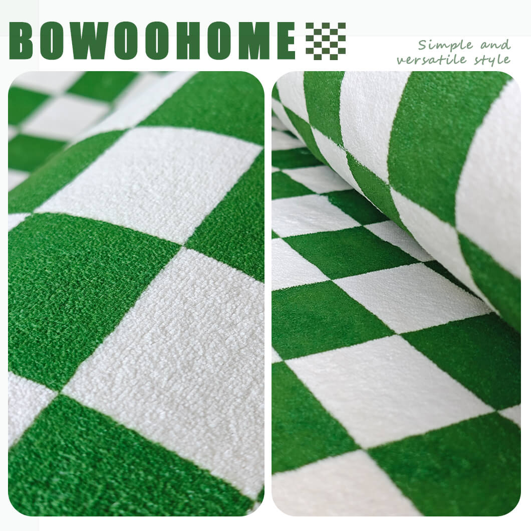 BowooHome ラグ チェック柄 短毛 シンプル 長方形 おしゃれ カーペット 北欧 ラグマット 洗える 掃除簡単 四季通用