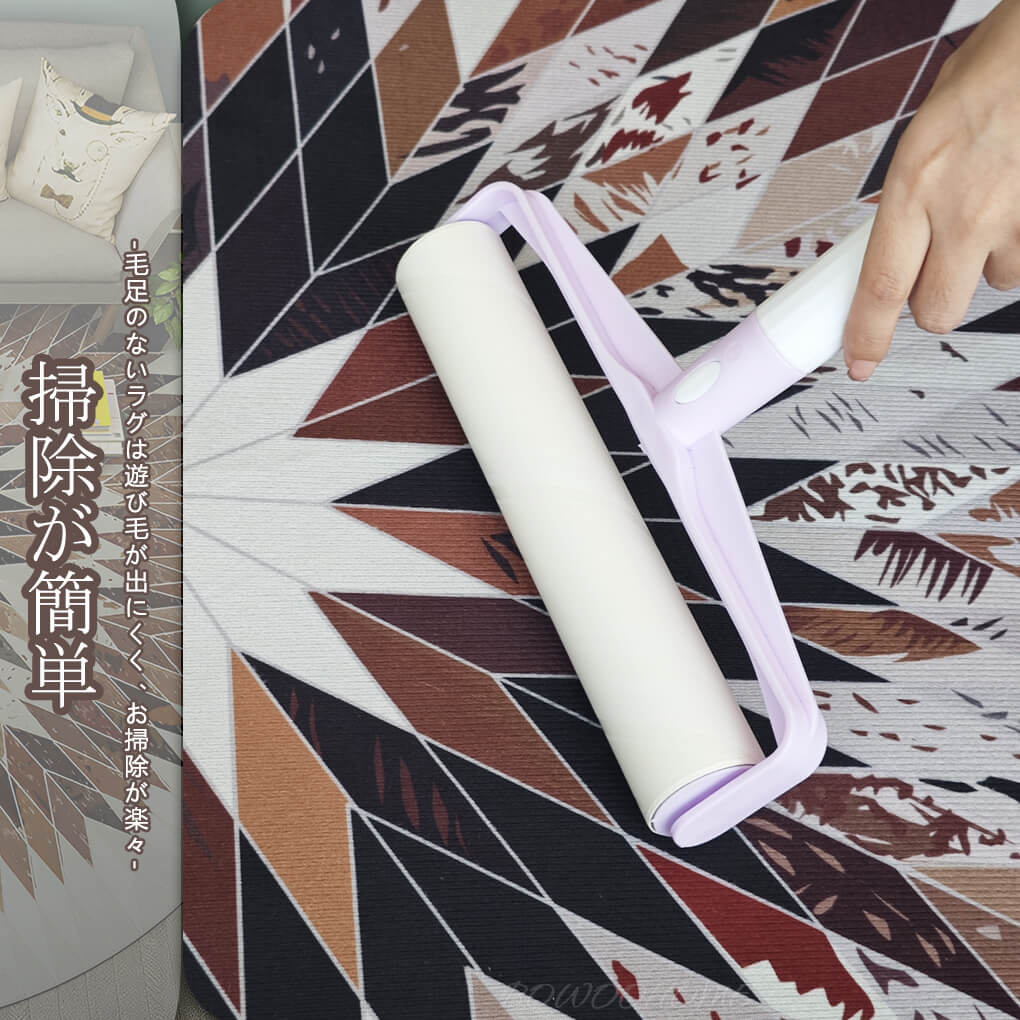 BowooHome ラグマット 北欧 円形 ラグ 毛足ない 平坦の表面 掃除簡単 薄い 洗える おしゃれ カーペット 滑り止め付き 四季通用