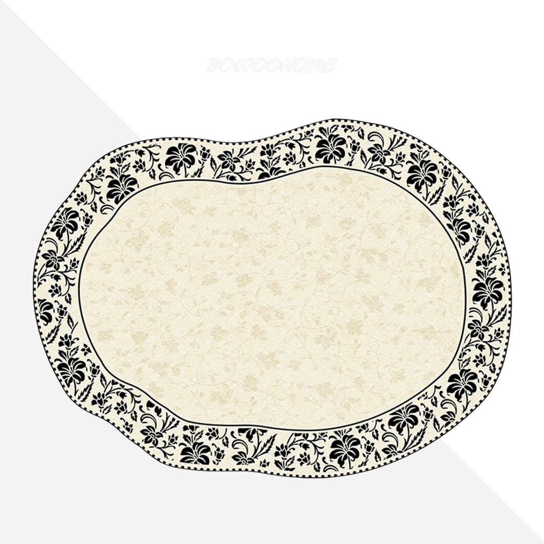 BowooHome ラグ 楕円形 変形 北欧 おしゃれ カーペット 短毛 洗える ラグマット 掃除簡単 滑り止め付き 四季通用