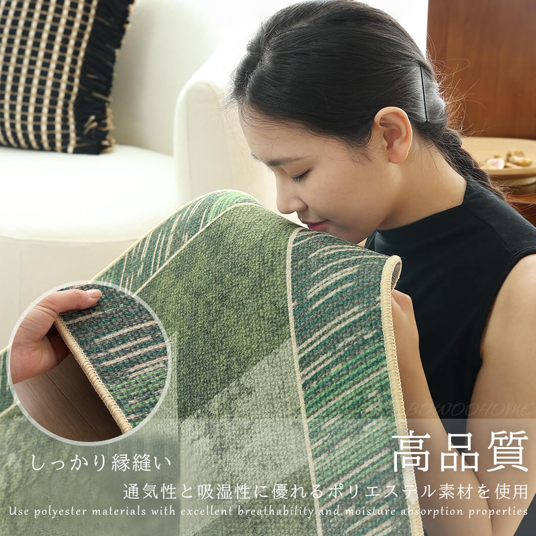 BowooHome ラグマット 平坦 北欧 シンプル ファッション さらさらした触り 掃除簡単 おしゃれ ラグ カーペット 洗える 滑り止め付き 四季通用