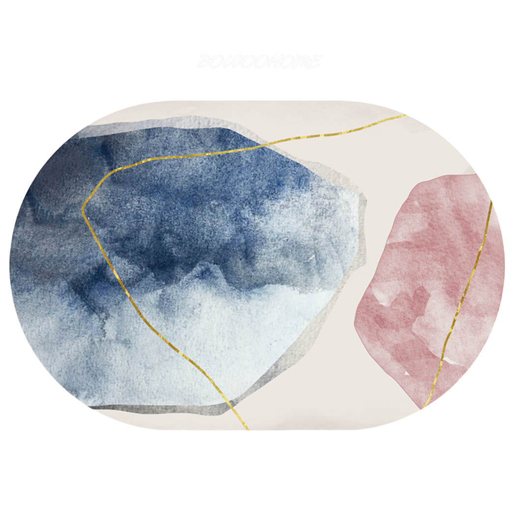 BowooHome ラグ 楕円形 おしゃれ カーペット 短毛 ラグマット 洗える 掃除簡単 滑り止め付き 四季通用