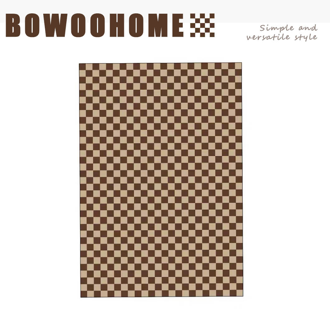 BowooHome ラグ チェック柄 シンプル おしゃれ 短毛 長方形 カーペット 北欧 ラグマット 洗える 掃除簡単 四季通用