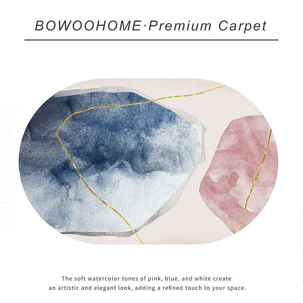 BowooHome 楕円形 ラグ カーペット 北欧 おしゃれ ラグマット 短絨 絨毯 洗える 抗菌 防臭 掃除やすい 滑り止め付き 春夏秋冬使える