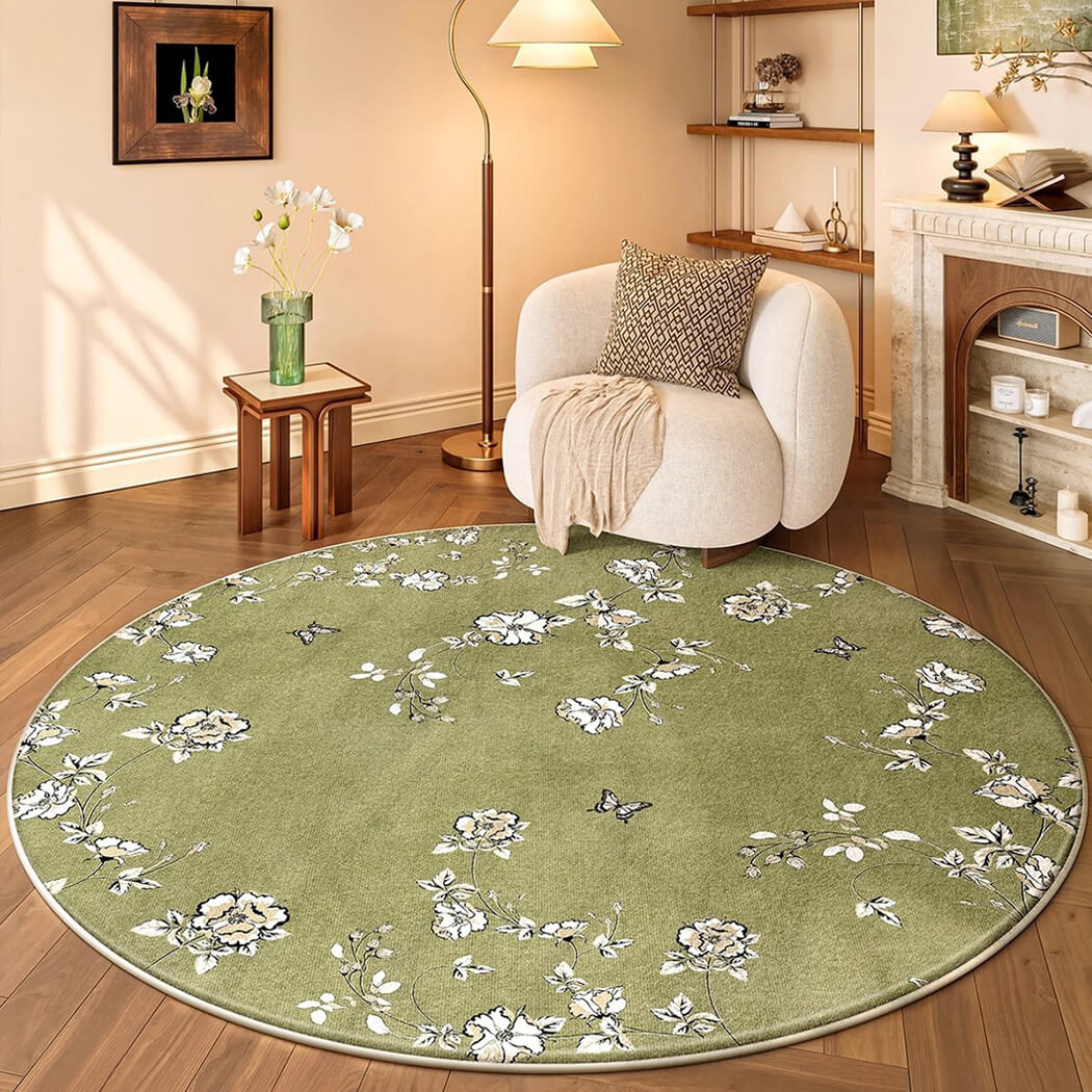 BowooHome ラグ おしゃれ 北欧 シンプル 短毛 円形 カーペット ファッション ラグマット 洗える 掃除簡単 四季通用