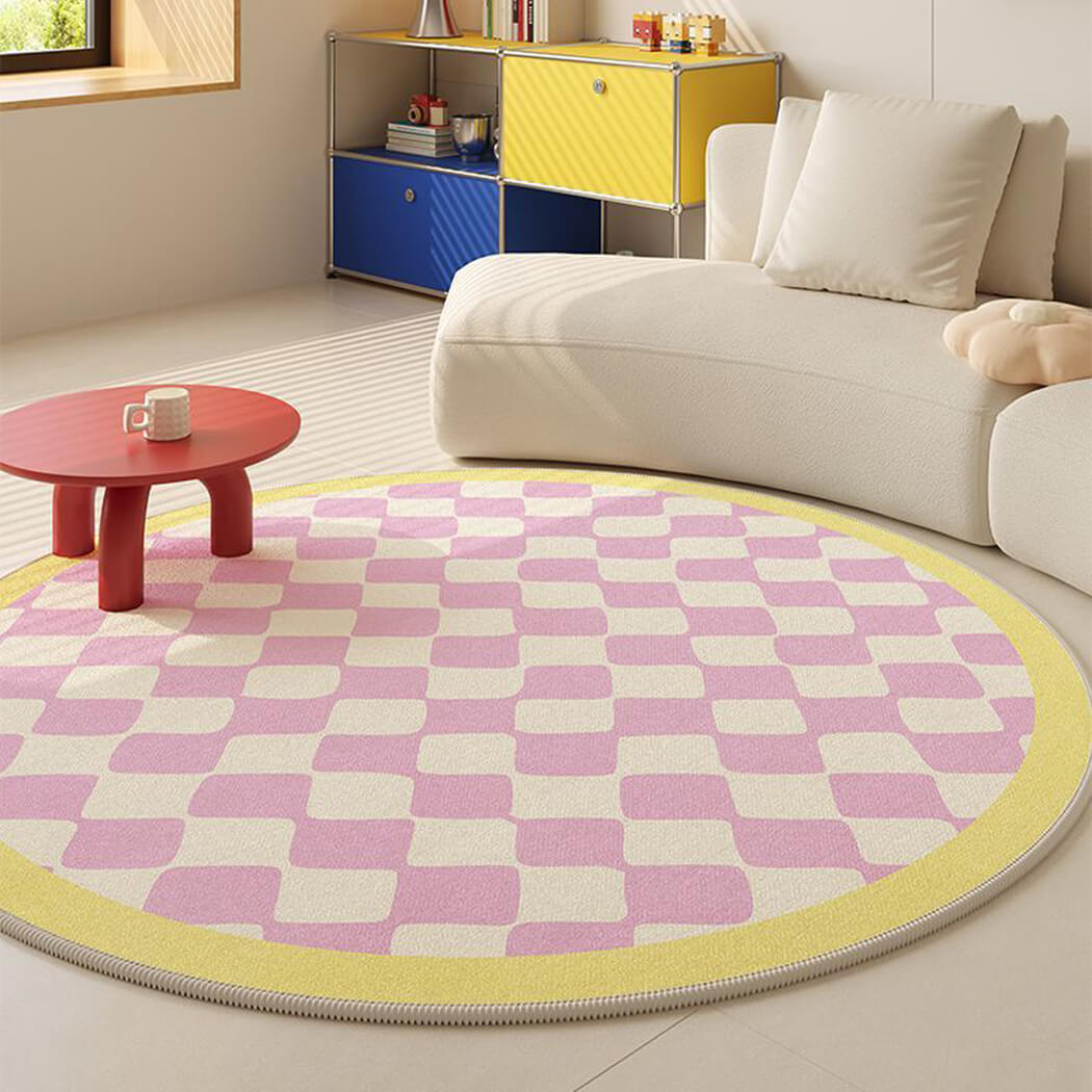 BowooHome おしゃれ シンプル ラグ 可愛い 円形 ラグマット 平坦 さらさらした触り ラグカーペット 掃除簡単 洗える 滑り止め付き 四季通用