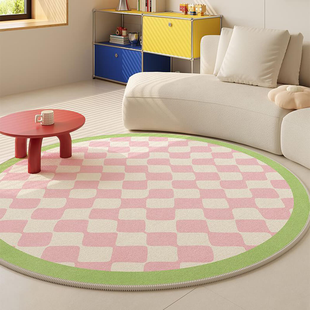BowooHome おしゃれ シンプル ラグ 可愛い 円形 ラグマット 平坦 さらさらした触り ラグカーペット 掃除簡単 洗える 滑り止め付き 四季通用