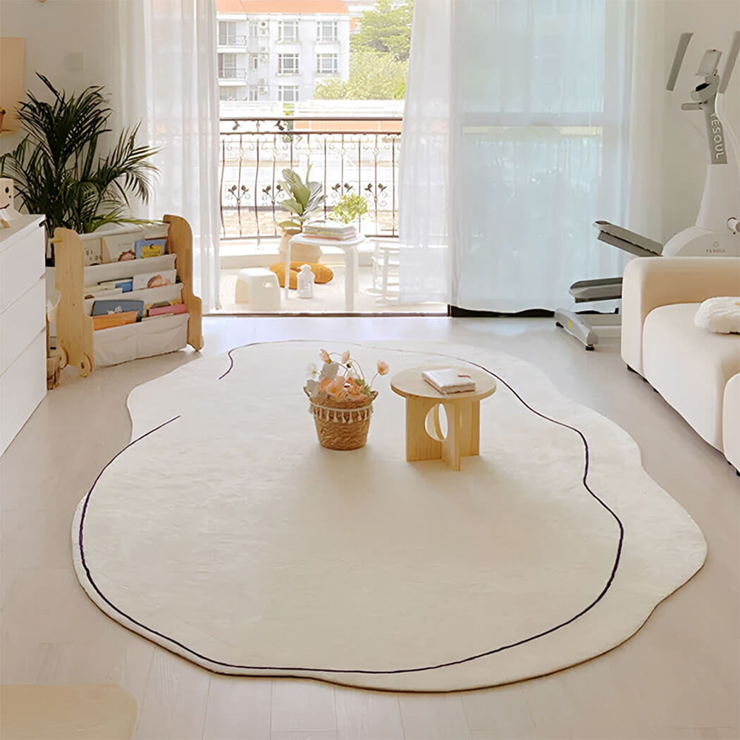 BowooHome 可愛い ラグ 楕円形 ラグマット 短い毛足 絨毯 ボア おしゃれ カーペット 洗える 楕円 滑り止め 掃除易い 折り畳み可能 床暖房対応 オールシーズン