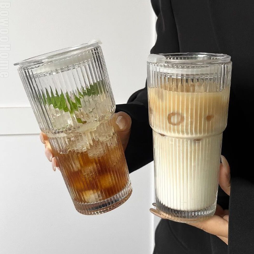 BowooHome グラス コーヒーカップ 耐熱 耐冷 オシャレ ガラス シンプル カップ 食洗器可 Coffee Cup ティーカップ お手入れ簡単