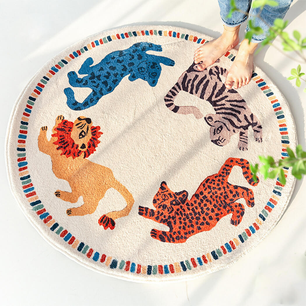 ラグ 円形 可愛い ラグマット 円形 カーペット 短い毛足 ボア 絨毯 洗える 厚め カーペット 滑り止め付き オールシーズン