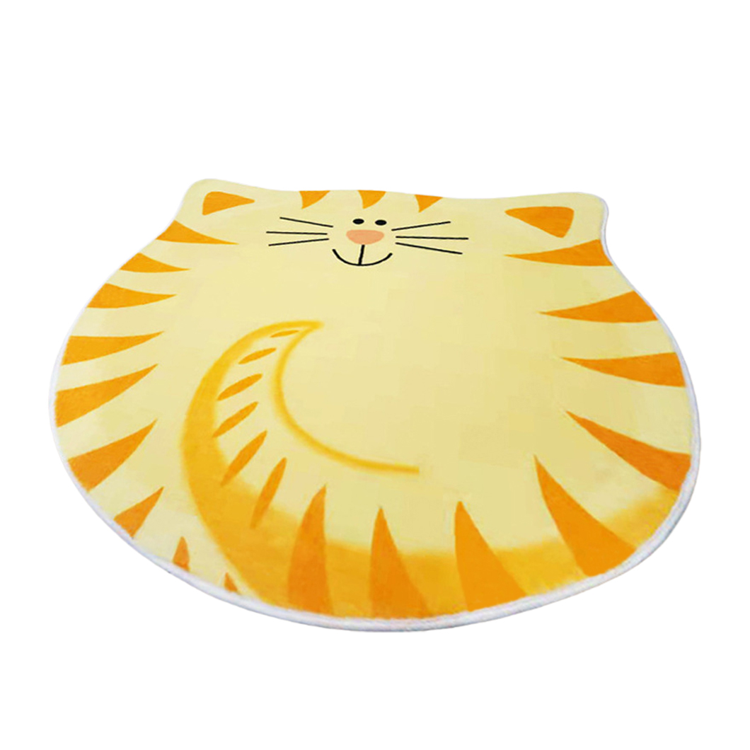 BowooHome ラグ 円形 変形 可愛い 短毛 ねこ 子供部屋 ラグマット カーペット 洗える 掃除簡単 四季通用