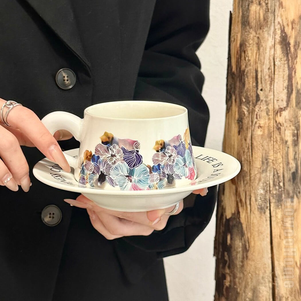 BowooHome コーヒーカップ 磁器 ティーカップ コップ 家庭用 店舗用 ミルクティー お茶 飲料 Coffee Cup 耐熱 耐冷 食洗器可 お手入れ簡単