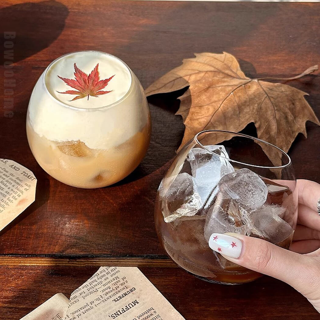 BowooHome コーヒーコップ グラス ガラスコップ 家庭用 店舗用 コーヒーカップ ミルクティー 飲料 お茶 耐冷 耐熱 食洗器可 お手入れ簡単