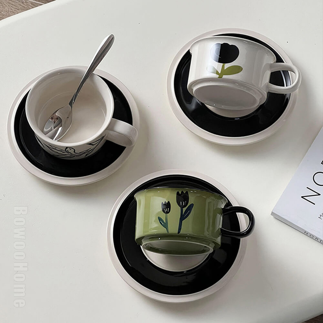 BowooHome マグカップ オシャレ 磁器 コーヒーカップ ティーカップ Coffee Cup カップ 耐熱 耐冷 食洗器可 お手入れ簡単