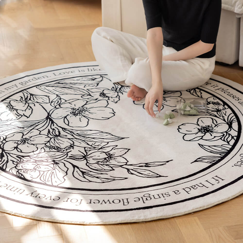 BowooHome ラグ 円形 短絨 北欧 ラグマット おしゃれ カーペット 洗える 掃除やすい 滑り止め付き