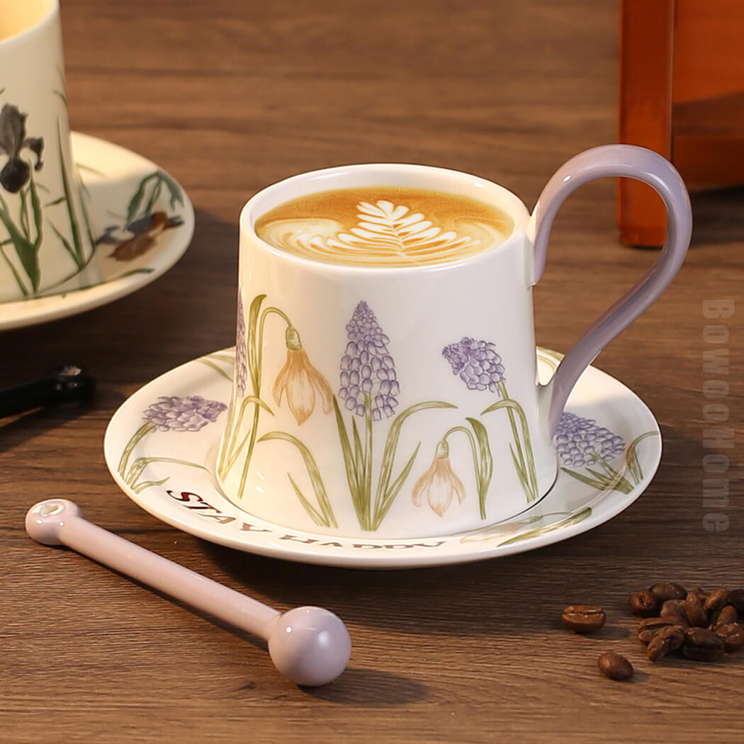 BowooHome コーヒーカップ 磁器 ティーカップ コップ 店舗用 家庭用 ミルクティー 飲料 お茶 Coffee Cup 耐熱 耐冷 食洗器可 お手入れ簡単