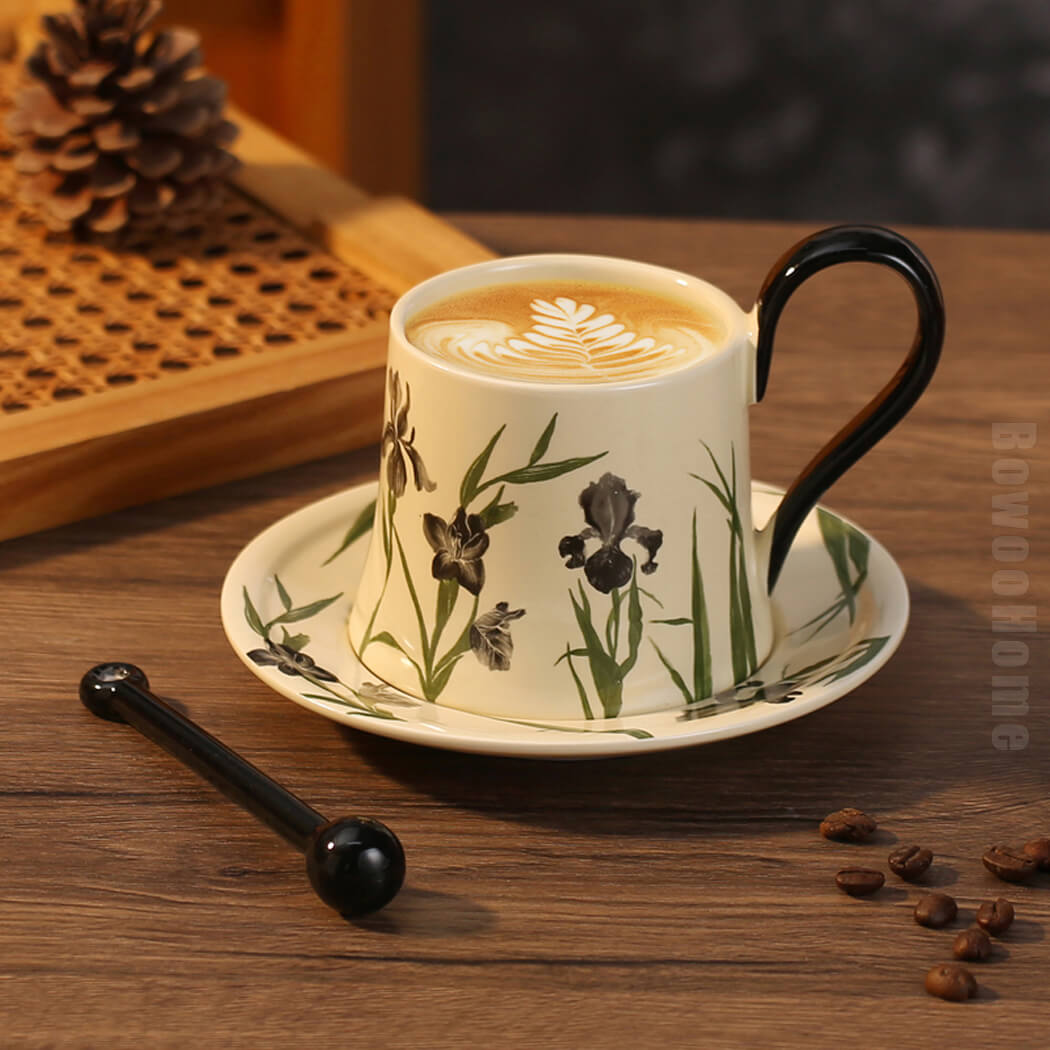 BowooHome コーヒーカップ ティーカップ コップ 磁器 店舗用 家庭用 ミルクティー 飲料 お茶 Coffee Cup 耐熱 耐冷 食洗器可 お手入れ簡単