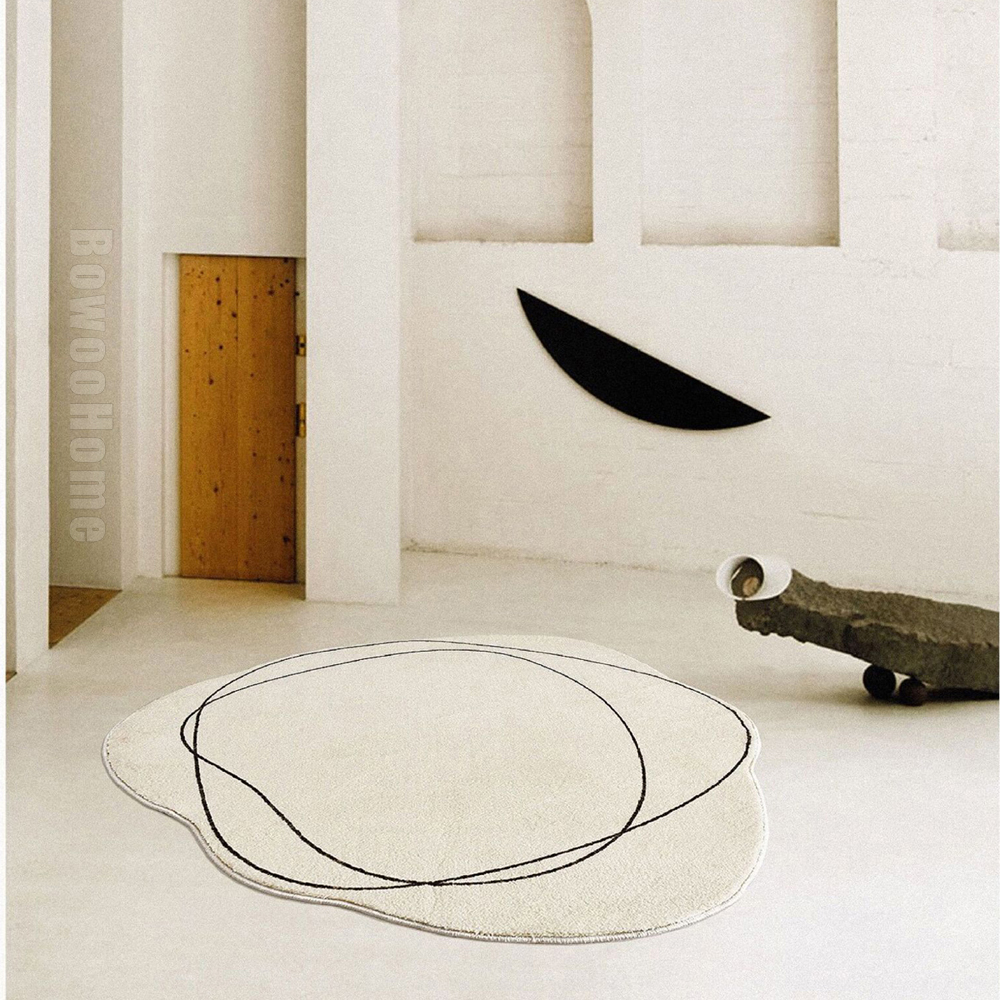 BowooHome ラグ 円形 ラグマット おしゃれ カーペット 洗える 短い毛足 厚め 絨毯 滑り止め付き 掃除易い 床暖房対応 オールシーズン