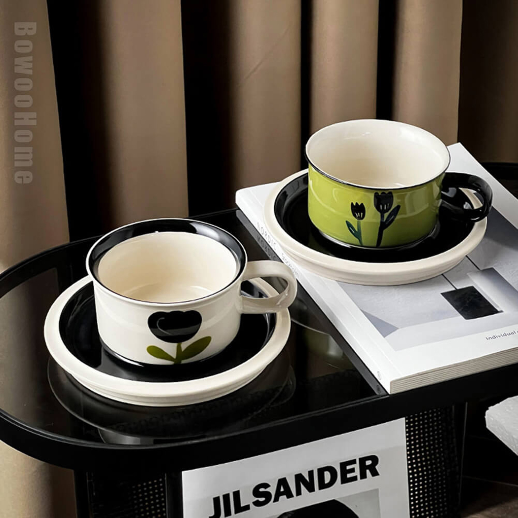 BowooHome マグカップ オシャレ 磁器 コーヒーカップ ティーカップ Coffee Cup カップ 耐熱 耐冷 食洗器可 お手入れ簡単