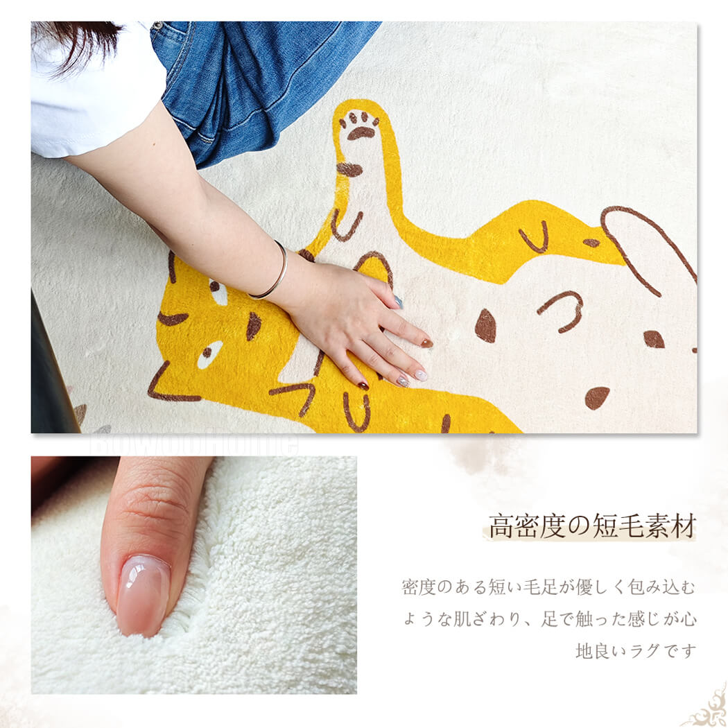 BowooHome おしゃれ ラグ 円形 カーペット 可愛い 短絨 ラグマット 洗える 掃除やすい 滑り止め付き オールシーズン