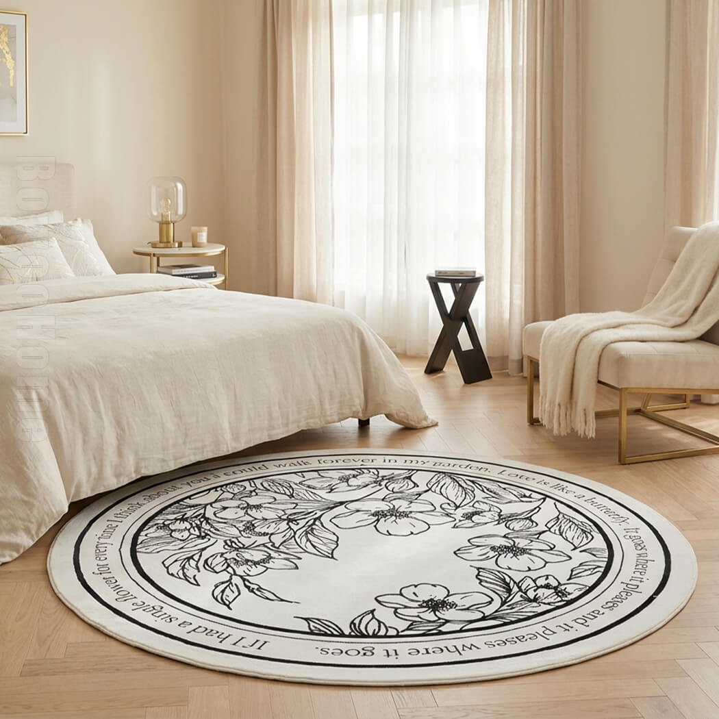 BowooHome 北欧風 おしゃれ ラグ 円形 カーペット 洗える 短絨 ラグマット 掃除やすい 滑り止め付き 春夏秋冬使える