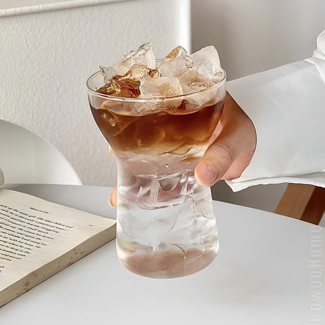 BowooHome グラス コーヒーカップ 耐熱 耐冷 ティーカップ シンプル オシャレ ガラス カップ 食洗器可 Coffee Cup お手入れ簡単